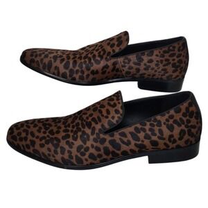 Sacks Fifth Avenue Simba Cheetah Print Calf Hair Loafter Shoes Men 9M‎ Dressy